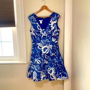 Oscar de la Renta Size 10 Delft Blue Dress